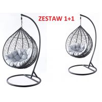 FURNITEX - F-03 Fotel | Zestaw foteli ogrodowych | L+XL | Czarne | Poduszki szare