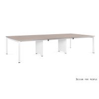 UNIQUE MEBLE - PASON - WORKSTATION 6 Biurko 6-osobowe | Stelaż Biały | Blat Beżowy | 360x140 cm