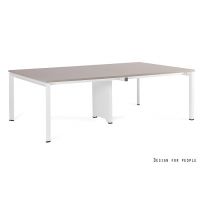 UNIQUE MEBLE - PASON - WORKSTATION 4 Biurko 4-osobowe | Stelaż Biały | Blat Beżowy | 240x140 cm