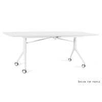 UNIQUE MEBLE - CARL TABLE Stół Konferencyjny Składany | Stelaż Biały | Blat Biały | 2 Blaty 120x100 cm