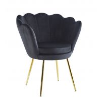 FURNITEX - FR1-FX Fotel | Velvet | Czarny | Nogi złote