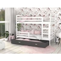 AJK meble - JACEK MDF Łóżko Piętrowe 2-osobowe z Szufladą 190x80cm