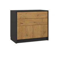 NEW ELEGANCE - NEW ELEGANCE GENIUS Komoda 2D2S | Czarny | Dąb lancelot