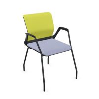 NOWY STYL - YOUTEAM Krzesło konferencyjne FRAME CHAIR 4L MESH BLACK GREY | Siatkowe Oparcie i Tapicerowane Siedzisko | na 4 nogach | Wersja czarno-szara SG | Podłokietniki
