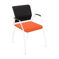 NOWY STYL - YOUTEAM Krzesło konferencyjne FRAME CHAIR 4L MESH PEARL WHITE | Siatkowe Oparcie i Tapicerowane Siedzisko | na 4 nogach | Wersja perłowobiała PW | Podłokietniki