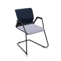 NOWY STYL - YOUTEAM Krzesło konferencyjne FRAME CHAIR CF MESH STB BLACK GREY | Siatkowe Oparcie i Tapicerowane Siedzisko | na płozie | Wersja czarno-szara SG | Podłokietniki | Sztaplowanie