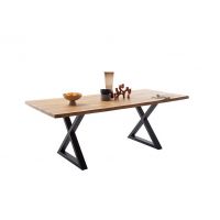MC AKCENT - DEBA Stół drewniany 160x90 | Obrzeże ciosane | Stelaż krzyżak | DE16UXBW | DETGXSXL