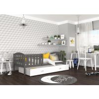 AJK meble - KUBUŚ P MDF Łóżko parterowe 1-osobowe z szufladą 190x80cm