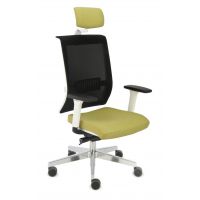 GROSPOL - LEVEL Fotel Obrotowy WS HD Chrom / White | Mechanizm Synchro Plus SP1 - Synchro z Regulacją Głębokości | Podłokietniki 3D | Zagłówek | Zgodny z Rozporządzeniem z 2023 roku