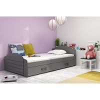 BMS - LILI Łóżko parterowe jednoosobowe wysuwane 90x200 dla dzieci/Rama kolor Grafit