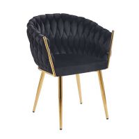 FURNITEX - K7-FX (G) Krzesło | Velvet | Czarne | Nogi złoty | DOSTĘPNE OD REKI