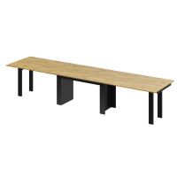 HUBERTUS - MAGRO Stół 170-410x100 | Dąb słoneczny | Czarny połysk