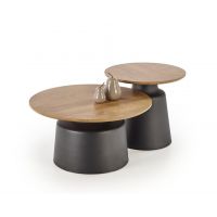 HALMAR - MALOMI zestaw 2 ław | naturalny/czarny