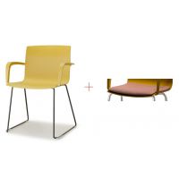 BGROUP - MANILA Krzesło Konferencyjne M02 S80 | Stelaż Metalowy na Płozie nr 2 | Kubełek z Tworzywa | Siedzisko Tapicerowane