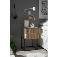 MC AKCENT - MARLE Szafka nocna | 2 szuflady | Dąb artisan | Czarny mat | 38-896-R8 | DOSTĘPNE OD RĘKI