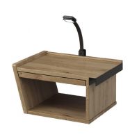 MEBIN - GINTARO Szafka nocna wisząca z szufladą i lampką | Lewa