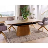 SIGNAL - MONACO 160 Stół rozkładany 90x160-200x75hcm | BEŻ TRAVERTINE | DĄB