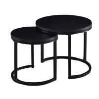 FURNITEX - ZY-08 Ława | Zestaw stolików | Czarny | Nogi czarne