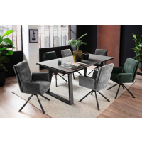 MC AKCENT - NARBONNE Stół 200-300x100 | Blat Jasnoszary | Noga Czarna | NA20SMHG