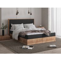 Mars Meble - PERU Łóżko kontynentalne z pojemnikiem | 160x200 | Materac Bonell | Topper