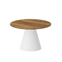 HUBERTUS - PINETO MINI LAMI Ława 80 | Blat Dąb Pradawny | Noga Biały połysk