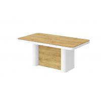 HUBERTUS - PORTOFINO LAMI Stół 160-412x100 | Blat Dąb Słoneczny | Nogi Biały połysk | Dąb Słoneczny