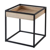 FURNITEX - ZY-05 Ława | 50x50 | Dąb naturalny | Nogi czarne | DOSTĘPNA OD RĘKI