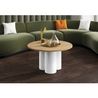 HUBERTUS - RAVEO MINI Ława | Dąb słoneczny | Biały połysk