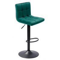 FURNITEX - N-12P Hoker | Velvet | Zielony | Stelaż czarny | Regulowana wysokość | Komplet 2 sztuki | DOSTĘPNY OD RĘKI