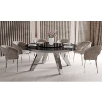 HUBERTUS - GLAMOUR ROTANTE 2 Stół 160 | Czarny mat | Chrom