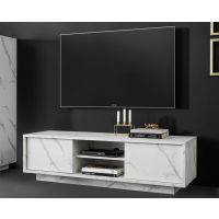 MC AKCENT - CARRARA Szafka RTV | 209100-01 | Biały Mat Marmur