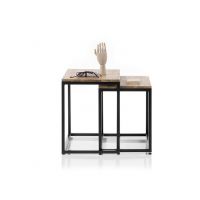 MC AKCENT - SAKURA Zestaw Stolików dąb sękaty olejowany | metal czarny mat | 58892AS9 | DOSTĘPNE OD RĘKI