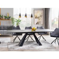 SIGNAL - SALVADORE CERAMIC ANTHRACITE Stół 160-240x90x76 | Blat Ceramic Szary marmur | Nogi Czarny mat