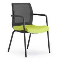 BGROUP - SMART Krzesło Konferencyjne SS44NB | na 4 nogach | Oparcie Siatkowe | Sztaplowanie do 2 sztuk