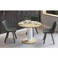 HUBERTUS - SOLO LUX Stół 100-144 | Dąb słoneczny | Biały połysk | Dąb słoneczny