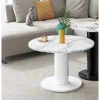 HUBERTUS - SOLO MINI Ława 80 | Marble white połysk | Biały połysk