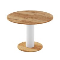 HUBERTUS - SOLO LUX Stół 100-144 | Dąb pradawny | Biały połysk | Dąb pradawny