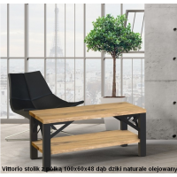 ORTUS - VITTORIO Jesion Stolik z półką | Lite drewno | Grubość blatu 4 cm