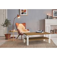 ORTUS - VITTORIO Orzech Stolik z półką | Blat obłogowany | Grubość blatu 3 cm