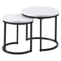 FURNITEX - ZY-08 Ława | Zestaw stolików | Biały | Nogi czarne