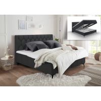 MEBLE BEST - TENBI Łóżko kontynentalne z pojemnikiem | 160x200 | Topper HR 6 cm