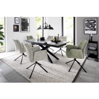 MC AKCENT - TESERO Stół 200-300x95 | Ceramika antracytowa | Stelaż metal czarny mat | TE20SMAN