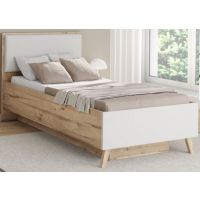 Forte - VANKKA VNKL4122-C338 Łóżko z podnosz. wkł. | Deska Dębowa/Biały