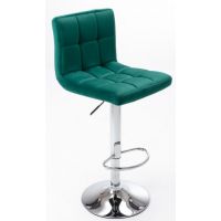 FURNITEX - N-12 Hoker | Velvet | Zielony | Stelaż chrom | Regulowana wysokość